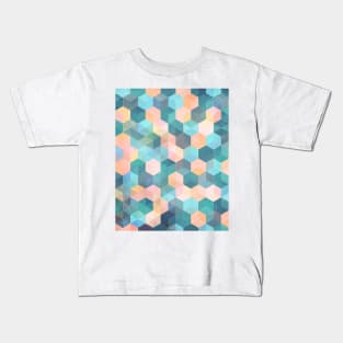 Child's Play 2 - hexagon pattern in soft blue, pink, peach & aqua Kids T-Shirt